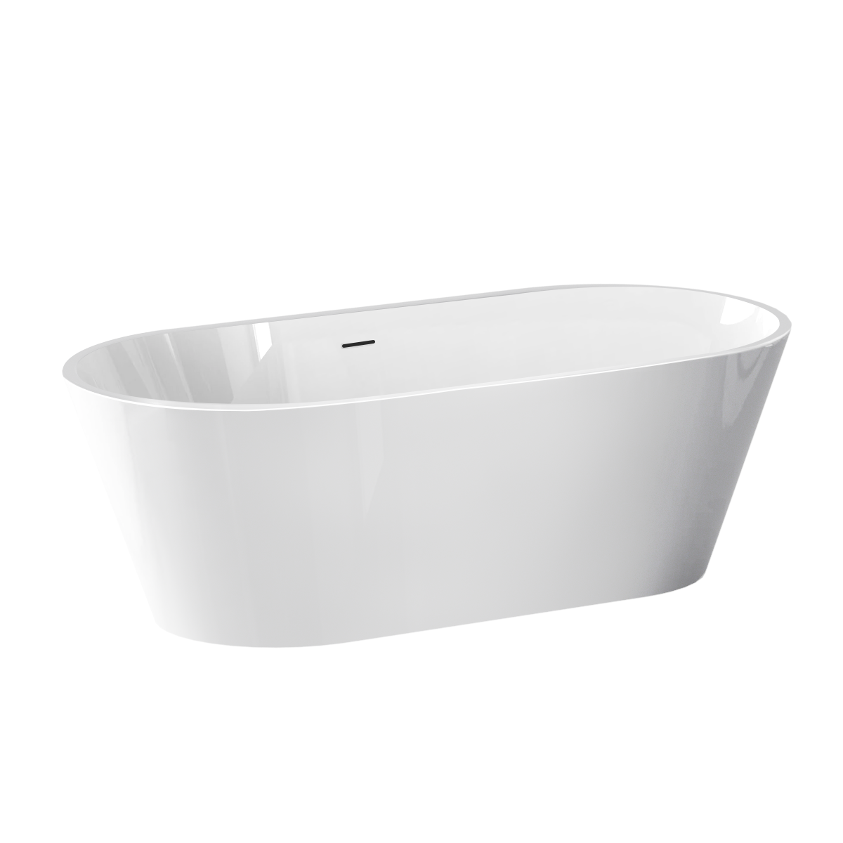 Free Standing Tub 59" Acrylic Freestanding Bathtub Contemporary Soaking Tub,White